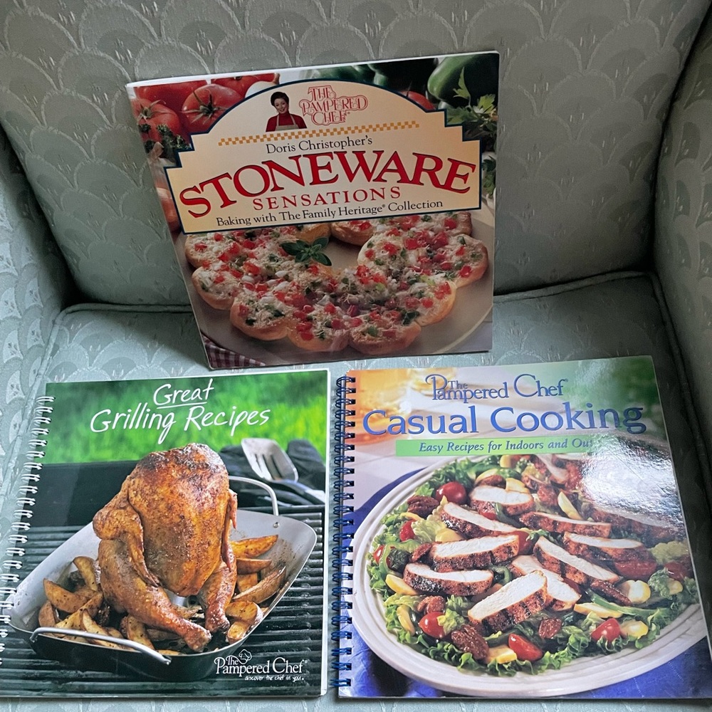Pampered Chef Lot of 3 Classic Cookbooks for Stoneware, Casual Cooking, Grilling